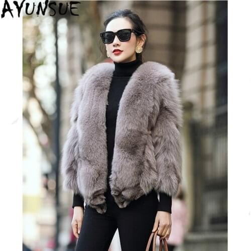 AYUNSUE Real Fox Fur Coat Female Natural Fur Coats Autumn Winter Jacket Women Clothes 2020 Warm Short Jackets Manteau Femme MY