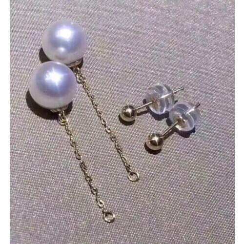 Free shipping charming gorgeous 7-8mm south sea white pearl earring