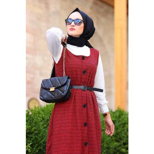 Patterned Double Gilet Set Turkey Muslim Fashion Hijab Islam Clothing dress dubai 2021