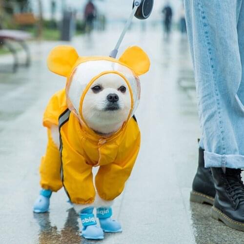 Pet Cat Dog Raincoat Hooded Reflective Puppy Small Dog Rain Coat Waterproof Jacket For Dogs Soft Breathable Mesh Dog Clothes