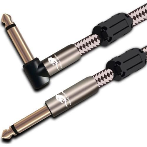 HIFI MONO Angle 6.5mm to Straight 6.5mm Audio Cable MONO 1/4" TRS Jack 6.5 Guitar Electronic Organ Cable OFC Braided 1M 2M 3M