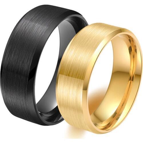 MANGOPIE4mm 6mm 8mm Bright Polish Gold Titanium Ring For Men and Women Couple Ring