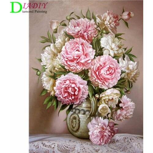 DIADIY 5D DIY Diamond Painting Flower Cross Stitch Kit Mosaic Diamond Embroidery Rose Full Square Drill Home Decoration