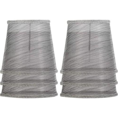 Set of 6 Clip on Gauze Crystal Chandelier Lamp Shades Little Upright Wall Candle Light Lampshade Black