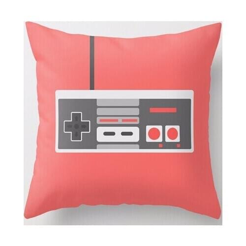 New Arrival Funny Red Game Boy Controller Double size Printing Unique Throw Pillows Square Concealed Zipper Nice Pillowcase