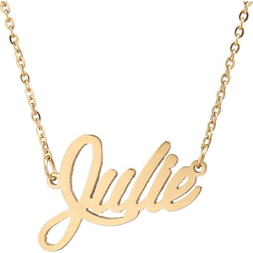 Julie Name Necklace Personalised Stainless Steel Women Choker 18k Gold Plated Alphabet Letter Pendant Jewelry Friends Gift