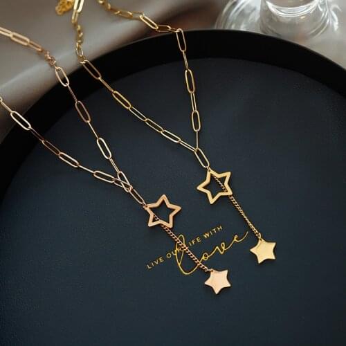 XIYANIKE 316L Stainless Steel 2 Colors Stars Necklaces Thick Chain Choker 2021 New For Women Fashion Party Jewelry Gift Collier