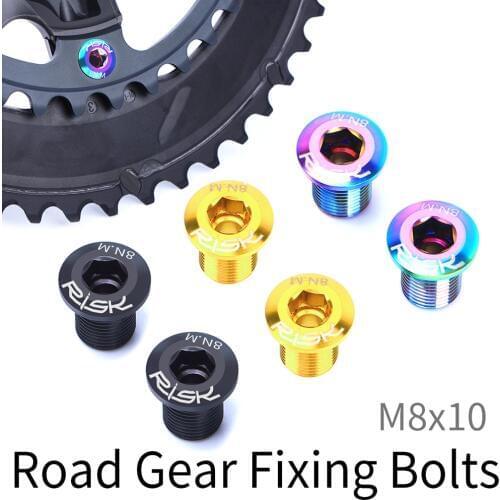 RISK M8x10mm Bicycle Chainring Chain Wheel Gear Fixing Bolts Road Bike Screws Nuts For Shimano 105/UT6800/R8000/DA Cranksets