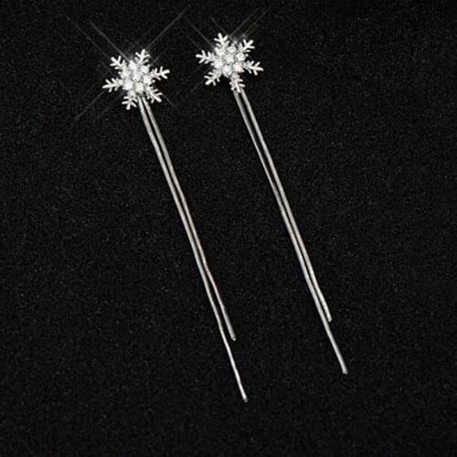 Fashion Anti Allergy Stainless Steel S925 Silver Plated Temperament Long Pendant Personality Snowflake Delicate Tassel Earring