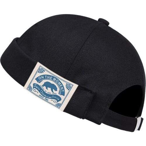 High quality winter retro cotton patch polar bear hat streetwear pumpkin boundless beanie hat unisex casual short Harajuku hat