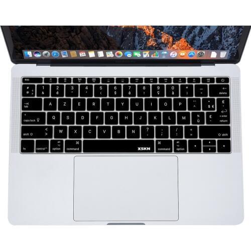 XSKN French AZERTY Silicone Keyboard Skin Cover for New Macbook 13 inch A1708 (Flat Keys, No Touch Bar) & for Macbook 12" A1534