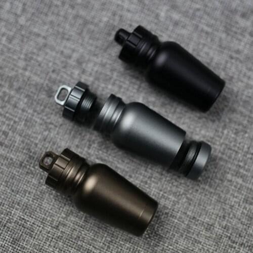 Outdoor Mini Waterproof Aluminum Alloy Survival Pill Bottle Tablet Storage Tank Case Keychain Key Ornaments Outdoor Travel