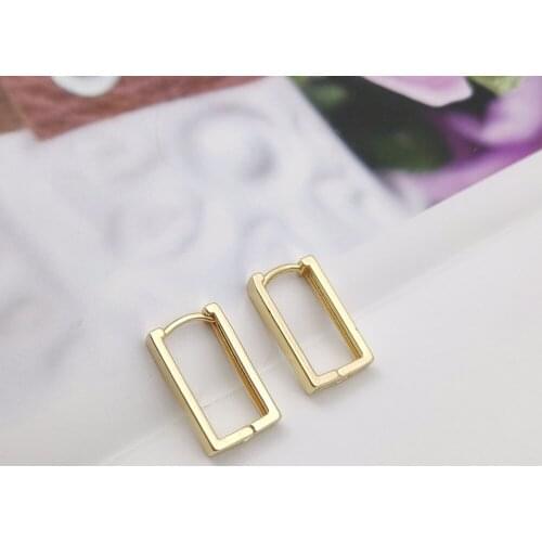 Korean Style Rectangular Earrings Unique Hollow Open Hoop Earrings for Women Retro Jewelry Wholesale