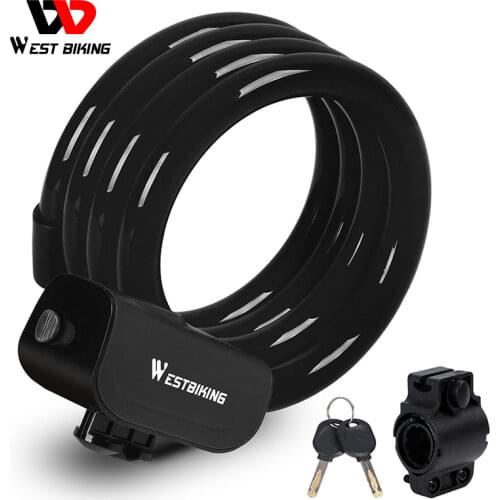 WEST BIKING Bicycle Lock 1.2m Anti-theft Safety Bike Cable Lock High-Quality MTB Road Bike Motorcycle Lock Bicycle Accessories