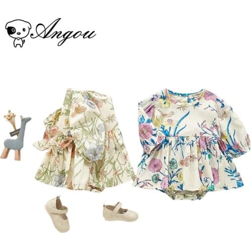 Angou Korean Style Spring Autumn Baby Girls Clothes Newborn Baby Girls Cotton Long Sleeve Jumpsuit Toddler Baby Girl Bodysuits