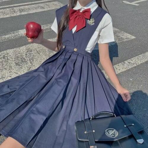 Xueji breast-care skirt short-sleeved embroidery suit jk student wear 2021 summer new sweet college style