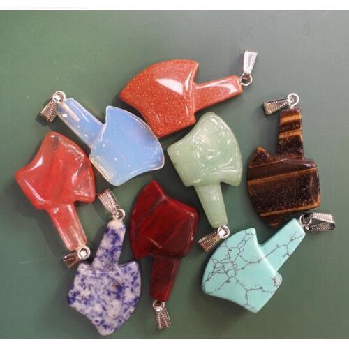 Ax Natural stone Ax pendants stone for women jewelry pendants for jewelry making 8ps free shipping Wholesale