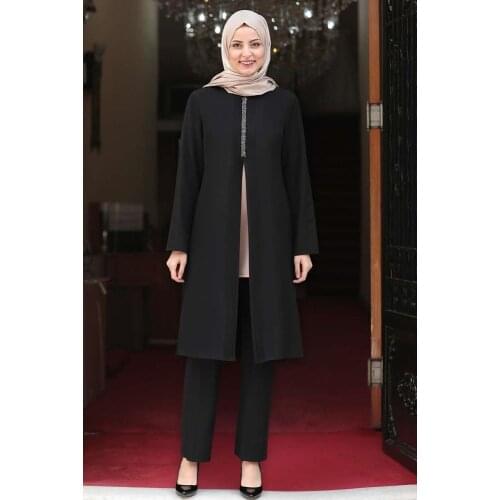 Black color two pieces women dress. Elegant and quality dress. Muslim dress. New season fashion. Made in Turkey. Kaftan.Caftan