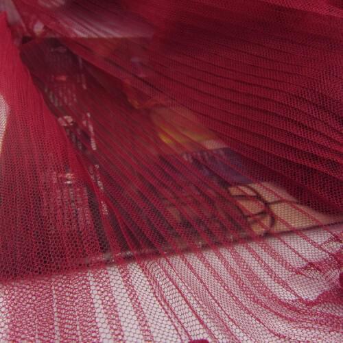 10Metres 150cm Width Evening Gowns Pleated Crushed Mesh Fabric Wine Red Crumpled Tulle Net Fabric For Organ Skirt Dress Ruffle