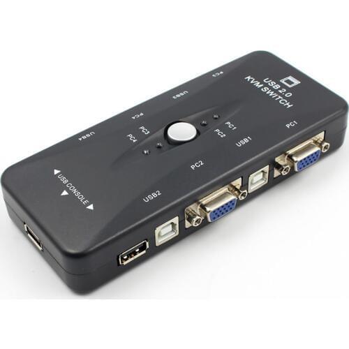 4 Ports USB 2.0 KVM Switch Mouse/Keyboard/Printer/VGA Video Monitor 1920x1440