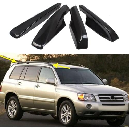 4Pcs Replacement For Toyota Highlander XU20 2001-2003 2004 2005 2006 2007 Black Car Styling Roof Rack Cover Bar Rail End Shell