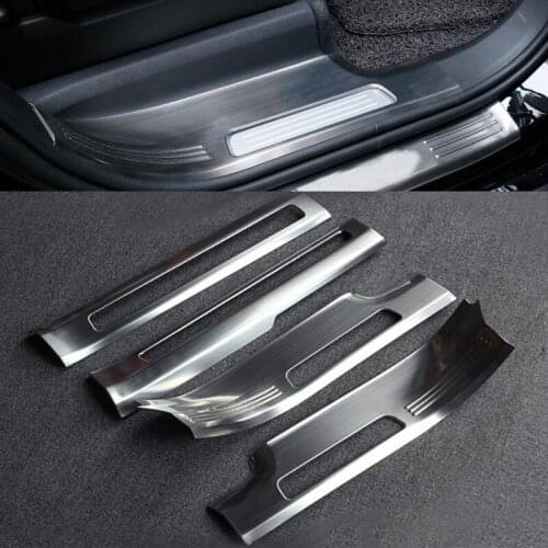4pcs Stainless Steel Interior Car Door Sill Scuff Step Protector Cover Trim For VOLVO XC90 2016 2017 2018 2019