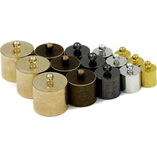 50pcs 6.5mm to 15mm Large Inner Hole End Caps Rhodium Color/Antique Bronze Color Leather Cord Connectors DIY Jewelry Findings