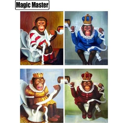5D DIY Diamond Painting full round/square Toilet Monkey Animal Cross Stitch Home Decor gift