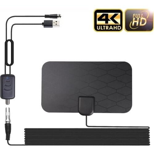 4K 25DB High Gain Indoor HD TV DTV Box Digital TV Antenna 3000 Miles DVB-T2 Booster Active Indoor Aerial HD Flat Design