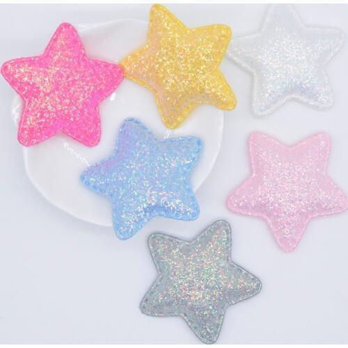 12Pcs Glitter Fabric Padded Star Applique for DIY Headwear Hair Clips Decor Baby Hats Headbands Ornaments Accessoies Patches L40