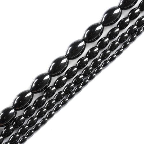 6/8/10/16mm Black Hematite beads No Magnetic Rice Olivary shape accessories beads Natural Stone for DIY Jewelry bracelet Making