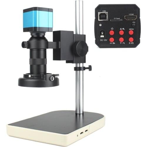 1080P HDMI VGA digital microscope for electronic soldering 130X 38MP microscope camera USB LED Ring Light professional repair
