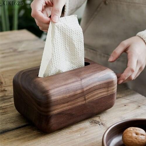 European-style Wooden Tissue Storage Box Hotel Napkin Storage Box Household Retro Tissue Box Coffee Table Desktop Art Decoration