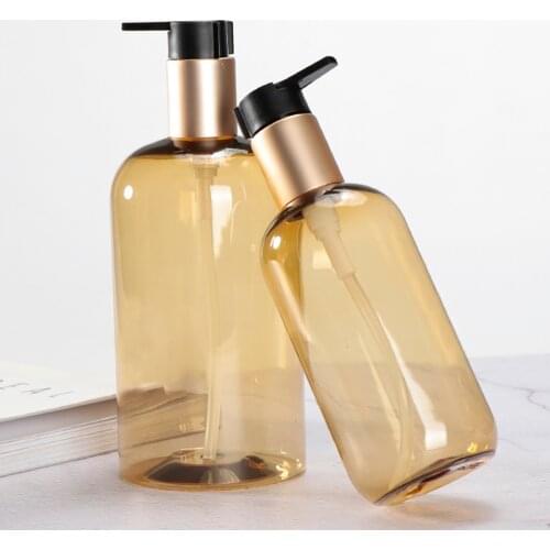 Gold Press Pump Dispenser Bottle Body Wash Cosmetic Liquid Storage Bottle Replacement Empty Bottle Bathroom Refillable Set