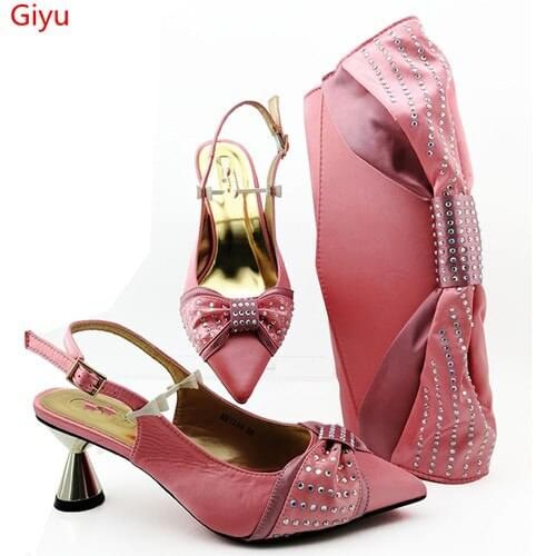 Doershow pink shoes and bag matching set italy 2019 designs for african shoes and bags wedding party free shipping! SBZ1-34