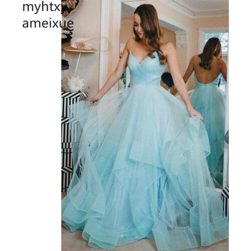 2021 Elegant Plus Size Evening Dresse A-Line Prom Dresss Floor Length BacklessTiered Evening Gowns Custom Made Robe De Soiree