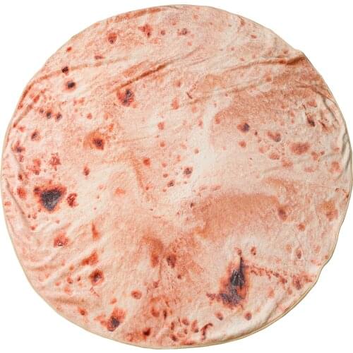 Burrito Tortilla Blanket Egg Pita Lavash Flannel Throw Blankets Double-sided Round Fleece Blanket