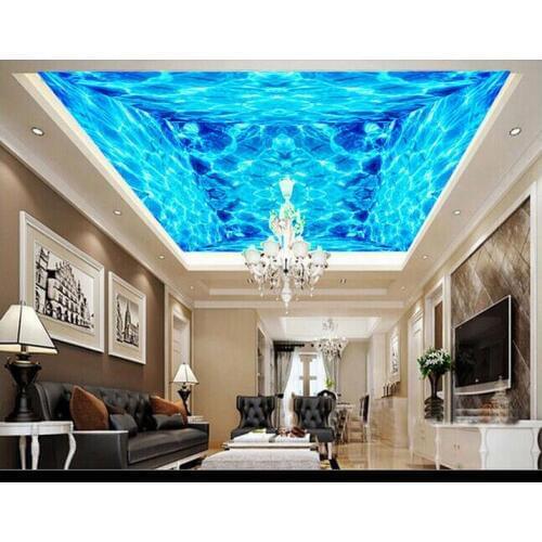 Customized 3d photo wallpaper 3d wall ceiling wallpaper murals 3 d blue water lines Marine frescoes 3d room wallpaper