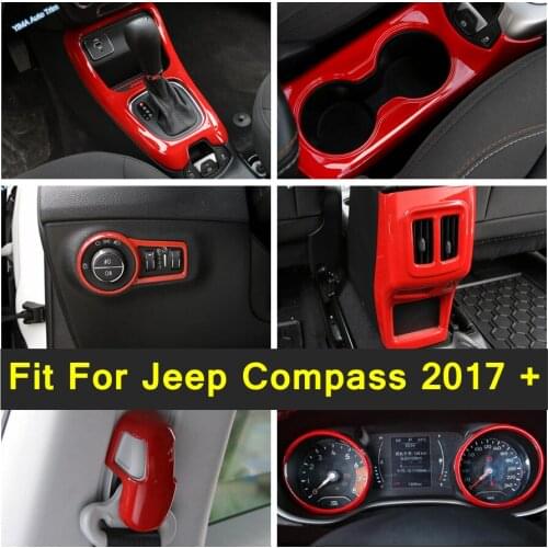 Stalls Gear Shift Box / Armrest Box Anti Kick Panel / Cup / Dashboard Gauge Cover Trim For Jeep Compass 2017 - 2020 Accessories