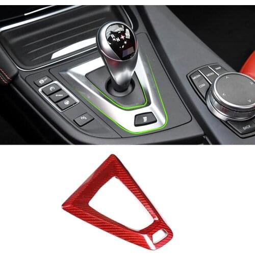 Red Real Carbon Fiber Car Shift Frame Trim for BMW M3 M4 F80 F82 F83 2014-2018 Left-hand drive vehicles Accessories