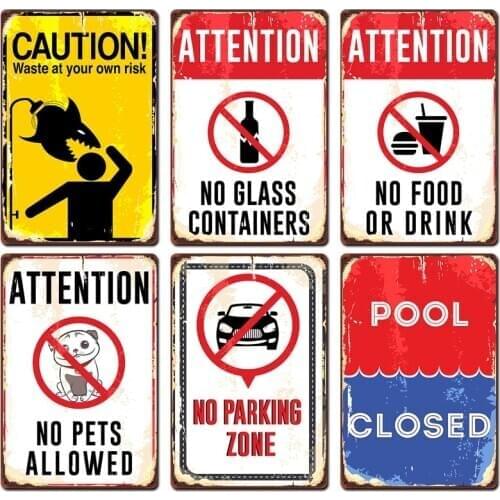 Public Warning Metal Tin Sign Shabby Chic Plaque Safety Mark Retro Plate Wall Art Bar Pub Garage Home Decor Iron Painting