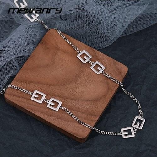 Mewanry 925 Sterling Silver Couples Necklace for Women New Trend Party Creative Splicing Hollow Geometry Jewelry Birthday Gifts