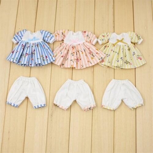 Outfits for Blyth doll Puff sleeve shirt with short pants suit for 1/6 BJD azone s ob24 anime girl