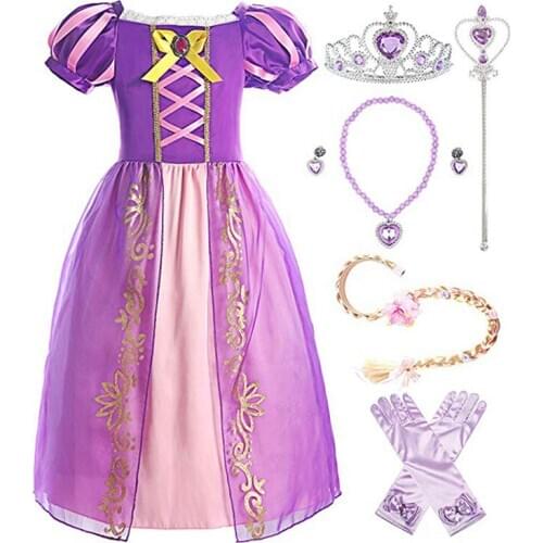 Wonder Garden New Toddlers Kids Girls Rapunzel Tangled Purple Girls' dress Gown Princess Costume Haloween Christmas Party