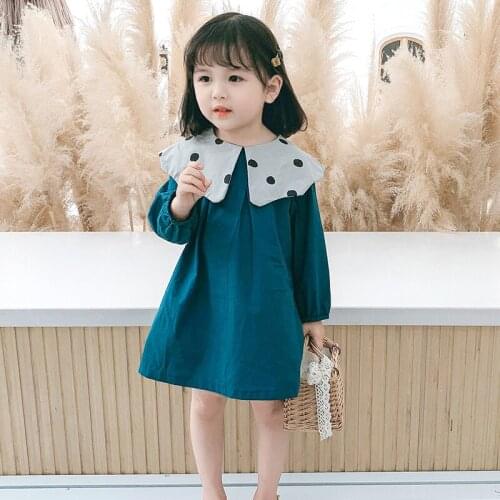 Autumn Kid Girls Clothes Polka Dot Doll Shirt Children Outfit Clothing Fashion Lotus Leaf Collar Cute Dress