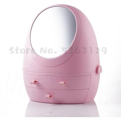 Portable LED Storage Box Makeup Mirror Drawer Type Dust-Proof Waterproof Desktop Jewelry Skin Care Cosmetic Case Organizer