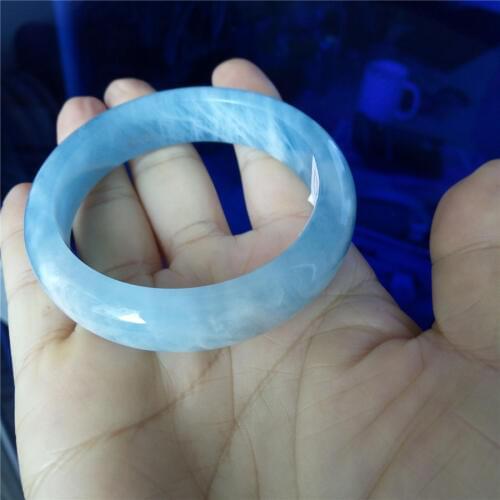 Drop Shipping Genuine Blue Natural Gem Stone Crystal Charm Fashion Woman Bangle Bracelet Inner Diameter 50mm