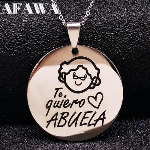 Family Grandma Stainless Steel Necklace Engraving Pendant Grandmother Choker Necklace Women Jewelry Gift Te quiero Abuela N17781