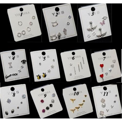 Pack Fashion Ear Stud Cartilage Tragus Helix Earrings With Fish Cat Butterfly Bone Bee Heart Mouse Zircon Body Jewelry For Women