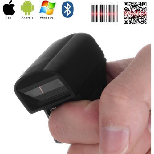 Free Shipping Mini Bluetooth Finger Ring 1D/2D Scanner Barcode Reader IOS Android Windows PDF417 DM QR Code 2D Wireless Scanner